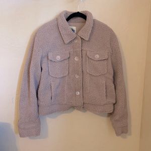 Ashley Vintage Charm Pink Cropped Fleece Jacket